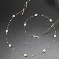 Gold-colored metal non-slip chain, with pearl and beads, for glasses and sweater GL417