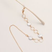 Металлическая нескользящая цепочка золотого цвета, с жемчужными и металлическими кругами, для очков и масок GL1867