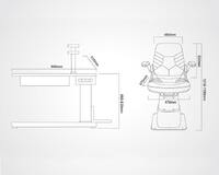 Рабочее место офтальмолога, комбинированный стол + кресло C-260, столешница 890*510 мм
