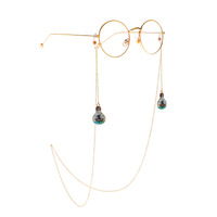 Gold-colored metal non-slip chain, with pendant light bulb, for glasses and masks GL912