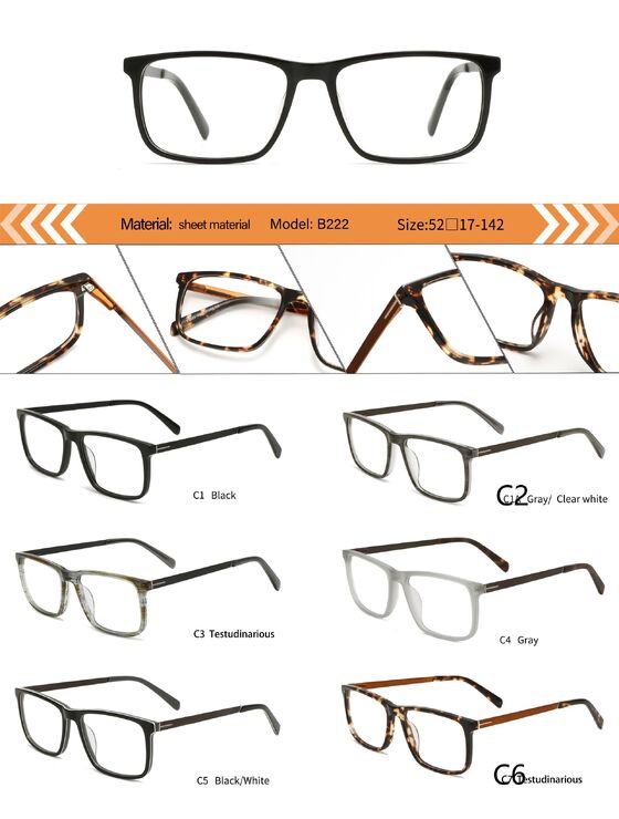 Plastic acetate frame for men with spring hinges B2222-DA