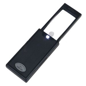 Лупа складная с универсальной подсветкой 9581-XX, размеры: 60*32 мм, ⌀9 мм. Увеличение: 2,5Х, 45Х 