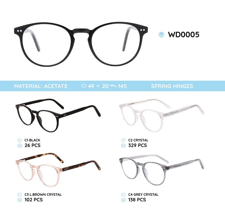 Plastic frames for glasses acetate material with spring hinges WD0005