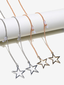 Glasses chain with stars set of two-piece golden and silver GM035