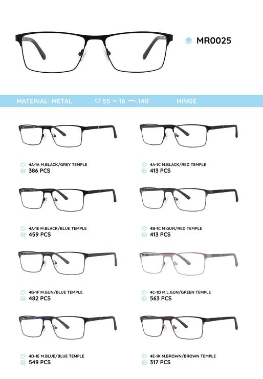 Металлическая оправа с дужками из материала TR-90 MR0025