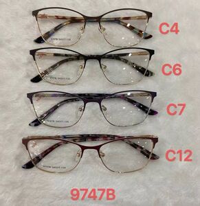 Metal frame for glasses with spring hinges 9747B