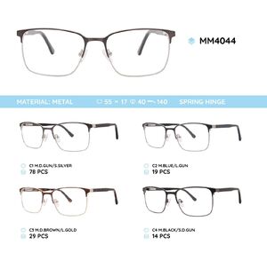 Metal men's frame for glasses with spring hinges MM4044