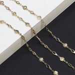 Gold-colored metal non-slip chain, with shape flower and diamond, for glasses and masks GL502