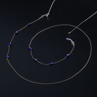 Gold-colored metal non-slip chain, with blue eye beads, for glasses and masks GL875