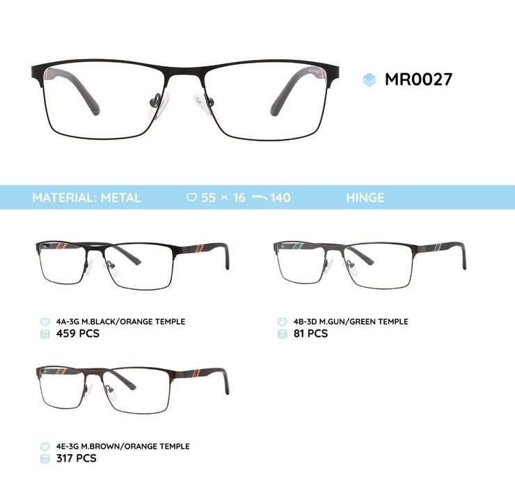 Металлическая оправа с дужками из материала TR-90 MR0027