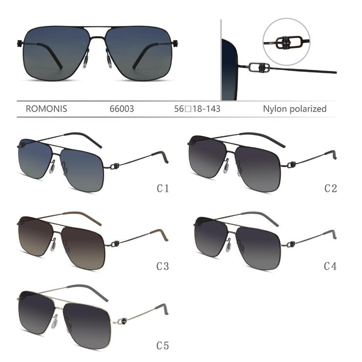 Rimless polarized metal sunglasses with nylon lenses for men Romonis R66003