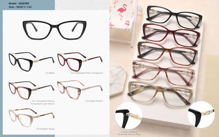 Plastic acetate frame for women, with spring hinges Big City MS8389