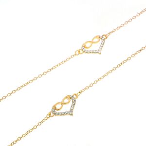 Gold-colored metal non-slip chain, with heart with rhinestone, for glasses and masks GL258