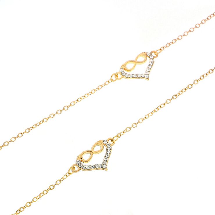 Gold-colored metal non-slip chain, with heart with rhinestone, for glasses and masks GL258