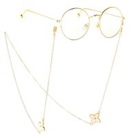 Gold-colored metal non-slip chain, with a leaf of grass, for glasses and masks GL155