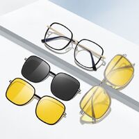 Оправа комбинированная, металл + пластик с защитой от синего света + 2 магнитные солнцезащитные насадки (клипон) 7700-GT