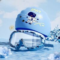 Очки для плавания детские водонепроницаемые с защитой от запотевания, комплект с берушами, футляром и шапочкой, 2603-YU