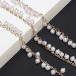 Металлическая нескользящая цепочка, с жемчугом, для очков и масок GL504