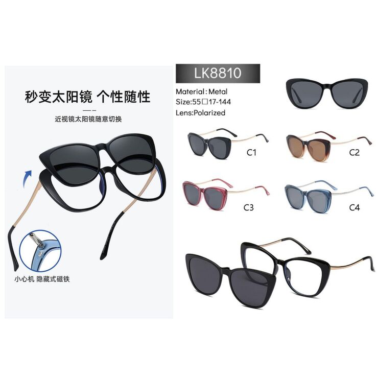 Plastic + metal eyeglasses frame with a sun protection clip-on Leke LK8810