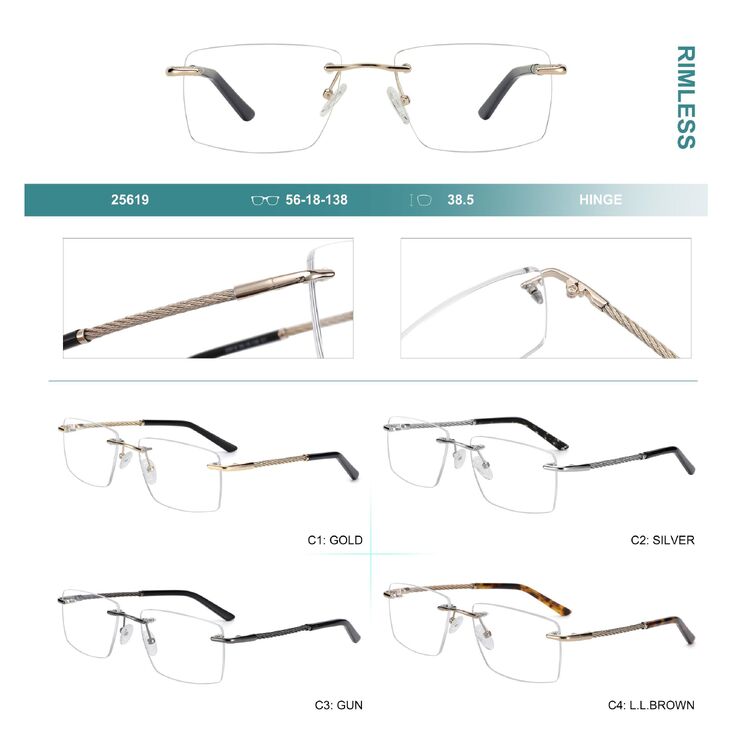 Rimless metal frames for glasses Big City 25619