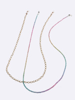 Набор из двух металлических золотых и серебряных цепочек для очков с акриловыми звездами GM157