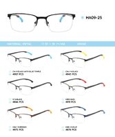 Metal frame with temples made of TR-90 material with a bendable tip HA09-25