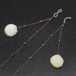 Металлическая нескользящая цепочка золотого цвета, с ракушкой и бусинами, для очков и масок GL662