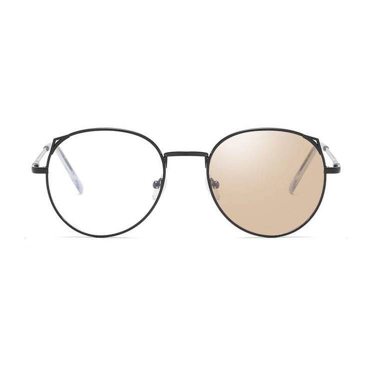 Photochromic metal eyeglasses for reading V6004 with brown lenses, diopters from 0.00 to -6.00, not centered 
