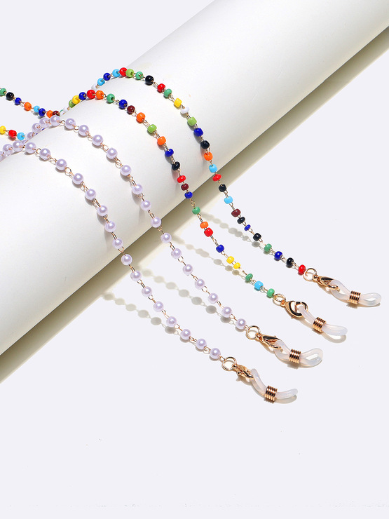 Набор из двух цепочек для очков из акрила, черного и малахитового зеленого цвета GM134