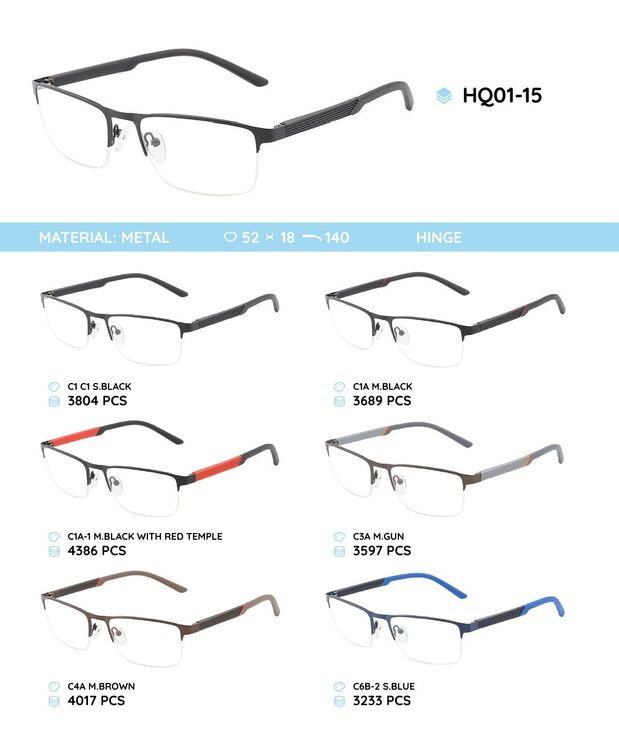 Metal frame with temples made of TR-90 material HQ01-15