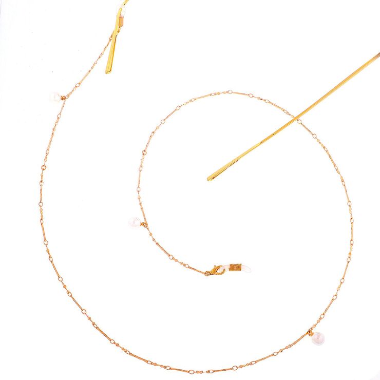 Metal non-slip gold chain with pearl for glasses and masks GL278