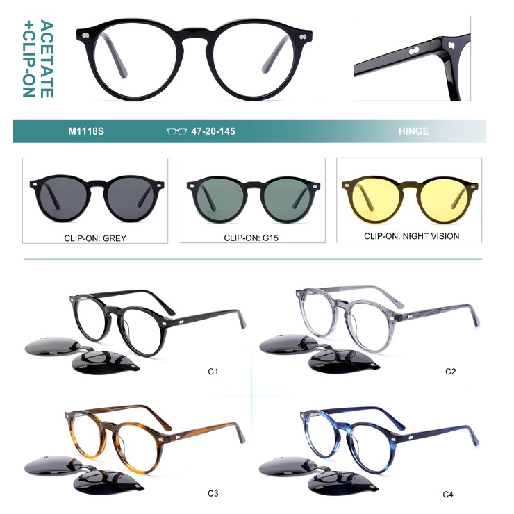 Оправа пластиковая из материала ацетат + насадка поляризационная солнцезащитная (клипон) Big City M1118S