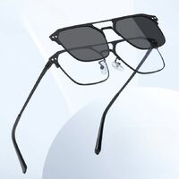 Оправа металлическая с защитой от синего света + 2 магнитные солнцезащитные насадки (клипон) 7028-GT