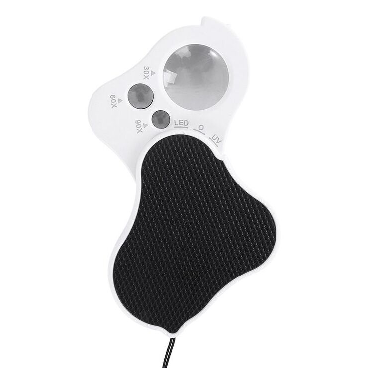 Лупа складная с универсальной подсветкой 3690-XX, размеры: ⌀25 мм, ⌀10 мм, ⌀8 мм, увеличение: 30X, 60Х, 90Х