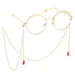 Metal non-slip chain, with red smiley face, for glasses and masks GL398