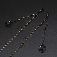 Black-colored metal non-slip chain, with pendant bowknot with rhinestone, for glasses and masks GL605