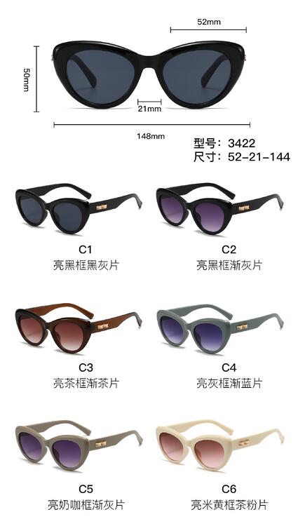 PC plastic sunglasses with metal hinge and UV400 lenses 3422W