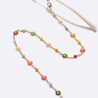 Gold-colored metal non-slip chain, with colorful daisy and crystal, for glasses and masks GL1715