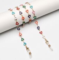 Металлическая нескользящая цепочка золотого цвета, с разноцветными сердцами, для очков и масок GL1895
