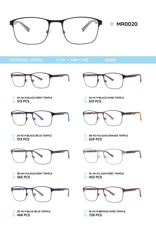 Металлическая оправа с дужками из материала TR-90 MR0020