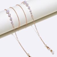 Gold-colored metal non-slip chain, with pearls, for glasses and masks GL1258-2