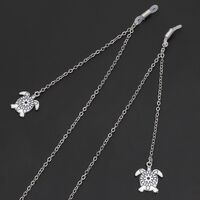 Silver-colored metal non-slip chain, with pendant turtle, for glasses and masks GL234