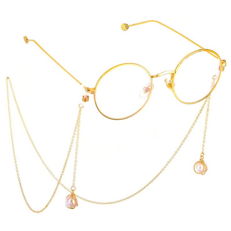 Gold-colored metal non-slip chain, with pearls, for glasses and masks GL622