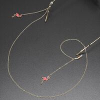 Gold-colored metal non-slip chain, with pendant flamingo, for glasses and masks GL353