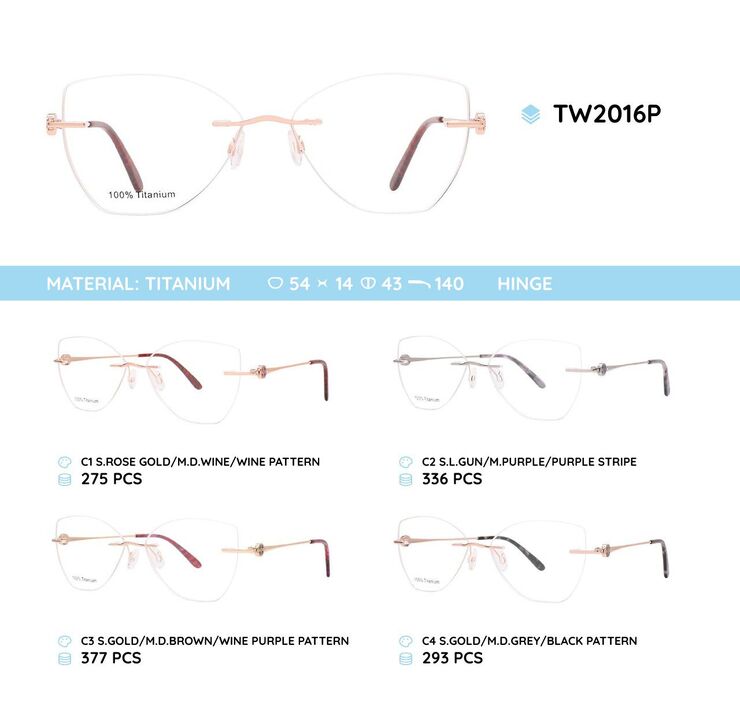 Titanium metal rimless frame TW2016P