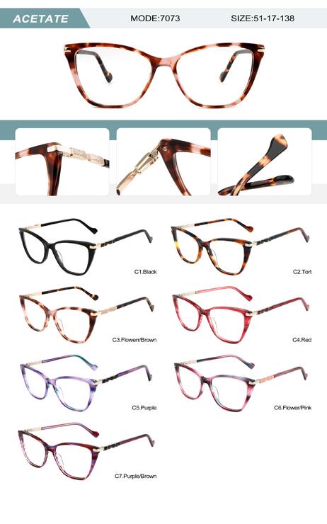 Plastic acetate frame for women with spring hinges 7073-DA