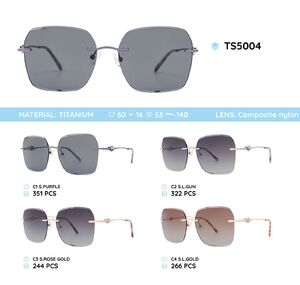 Titanium rimless frame polarized sunglasses TS5004