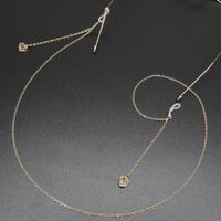 Metal non-slip chain, with pendant heart with zircon, for glasses and masks GL396