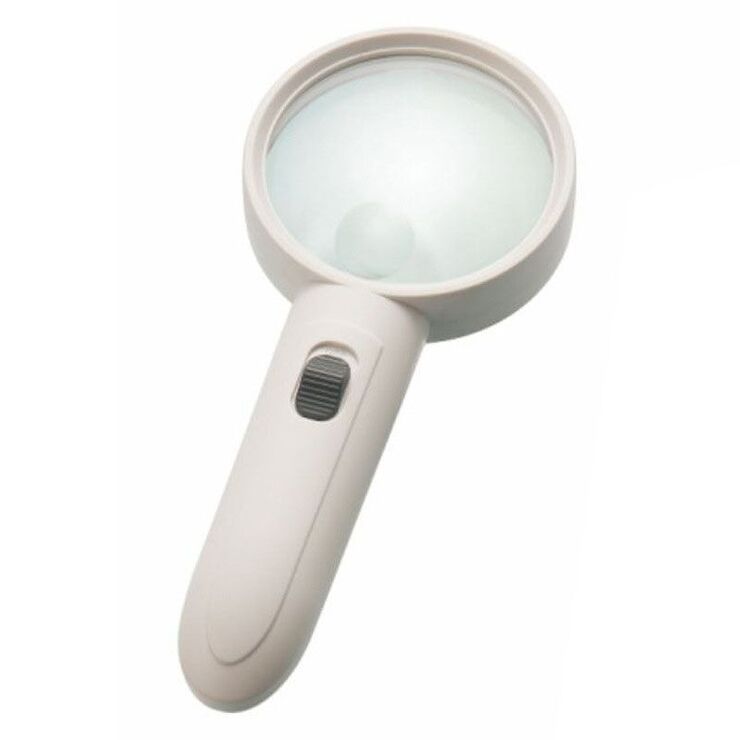 Magnifier with universal backlight, magnifying glass with handle 6B-6B-XX, diameter 90 mm, magnification: 4Х