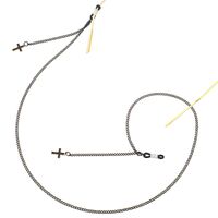 Black-colored metal non-slip chain, with pendant cross, for glasses and masks GL370